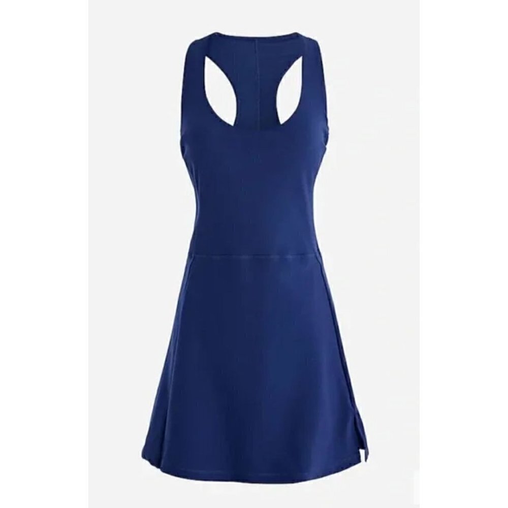 New J Crew Size S CloudStretch Side Slit Sports Dress Mediterranean Navy BP015